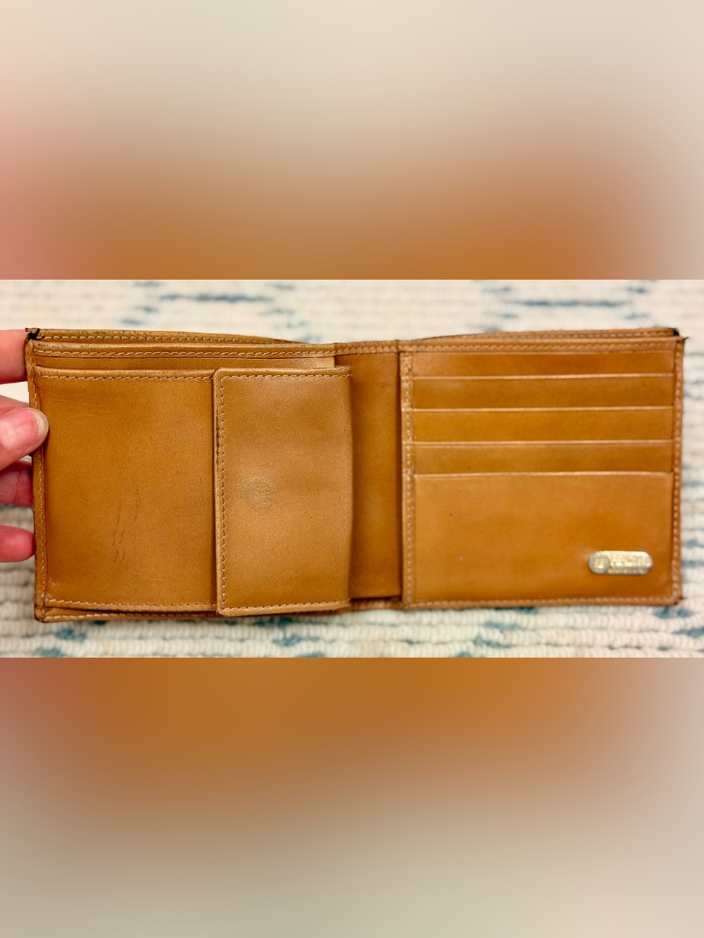 FENDI Vintage 80’s Unisex Classic Pequin Striped Canvas Brown Leather Bi Wallet - Picture 11 of 16